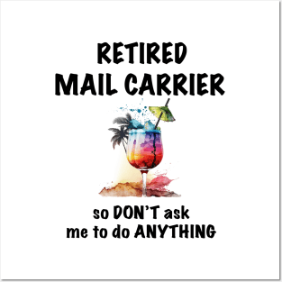 Retired Mail Carrier Vacation Tropical Cocktail Umbrella Posters and Art